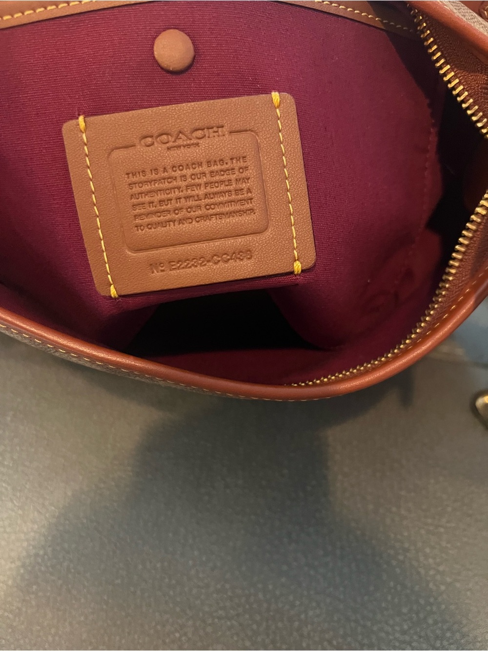 Coach Brown Signature Canvas Shoulder Bag with Saddle Trim - Picture 7 of 8